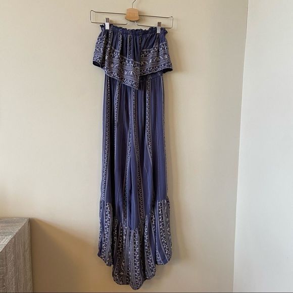 American Eagle-Periwinkle Floral Wide Leg Jumpsuit - Picture 4 of 10